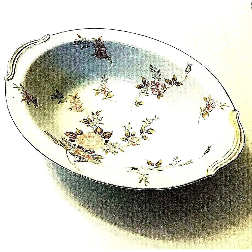 Noritake China Vintage Serving Bowl Rosilla 5212 Roses Pink 10.5 inch Gold Trim